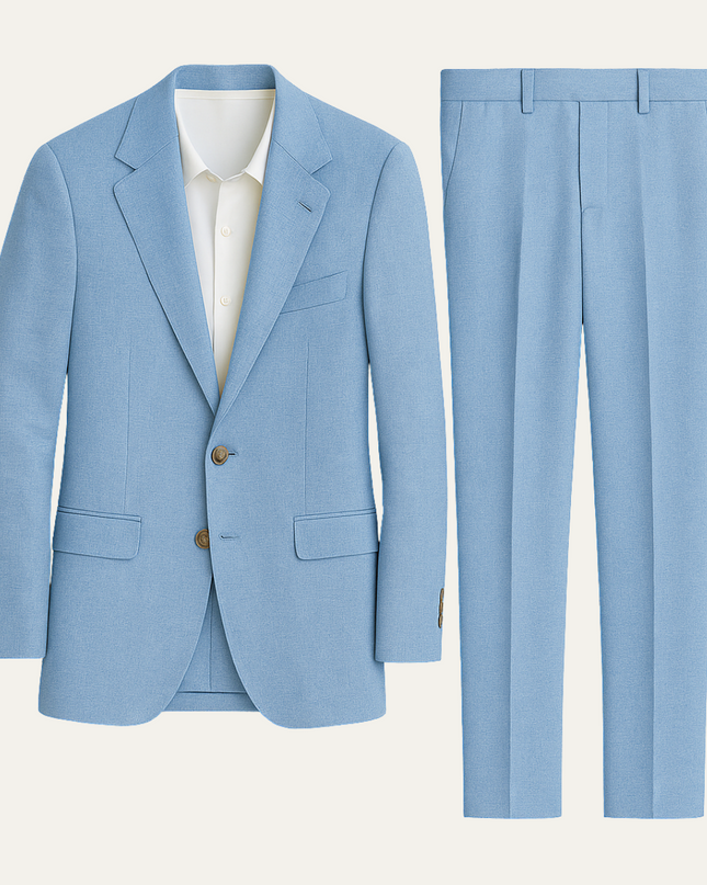 Men’s Two-Piece Suit Set with Notch Lapel and Slim Trousers