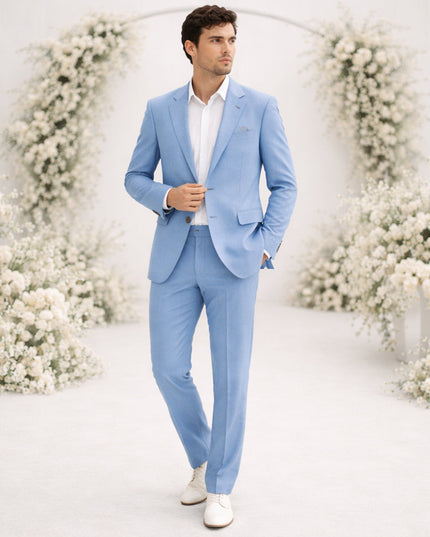 Men’s Two-Piece Suit Set with Notch Lapel and Slim Trousers