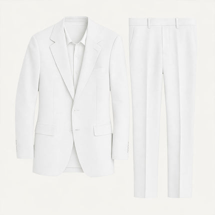 Men’s Two-Piece Suit Set with Notch Lapel and Slim Trousers