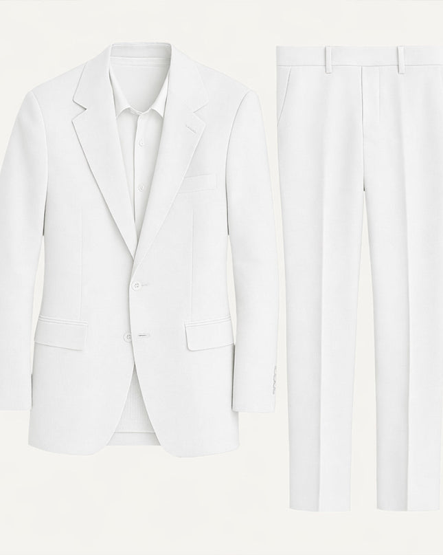 Men’s Two-Piece Suit Set with Notch Lapel and Slim Trousers