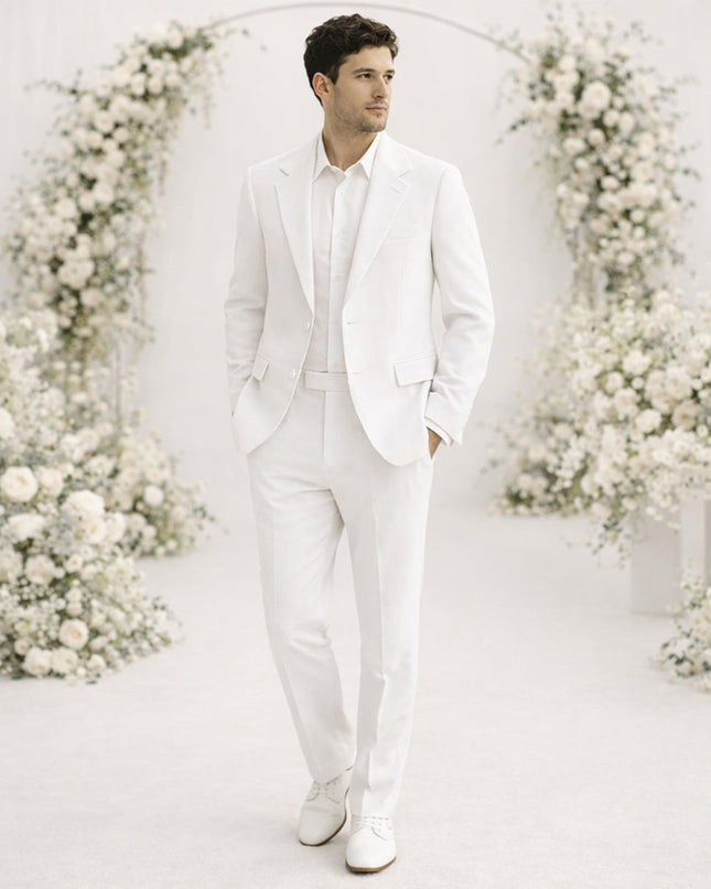 Men’s Two-Piece Suit Set with Notch Lapel and Slim Trousers
