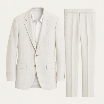 Men’s Two-Piece Suit Set with Notch Lapel and Slim Trousers