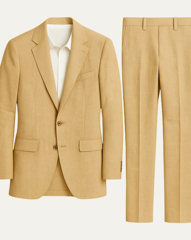 Men’s Two-Piece Suit Set with Notch Lapel and Slim Trousers