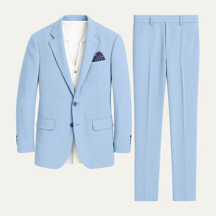 Men’s Two-Piece Suit Set with Notch Lapel Blazer and Straight-Leg Trousers