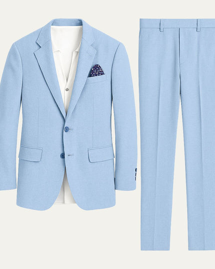 Men’s Two-Piece Suit Set with Notch Lapel Blazer and Straight-Leg Trousers