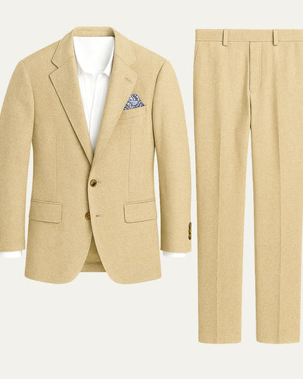 Men’s Two-Piece Suit Set with Notch Lapel Blazer and Straight-Leg Trousers
