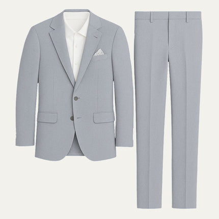 Men’s Two-Piece Suit Set with Notch Lapel Blazer and Straight-Leg Trousers