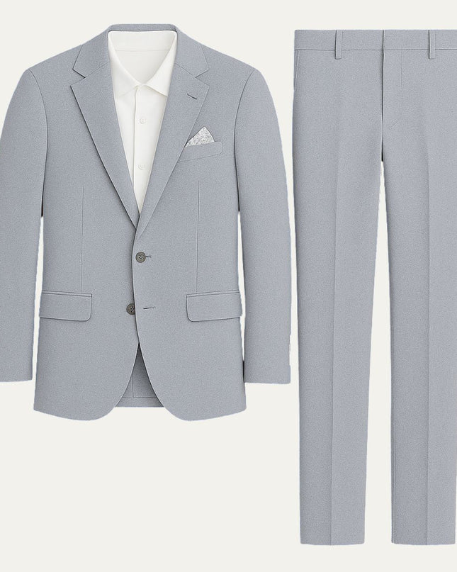 Men’s Two-Piece Suit Set with Notch Lapel Blazer and Straight-Leg Trousers