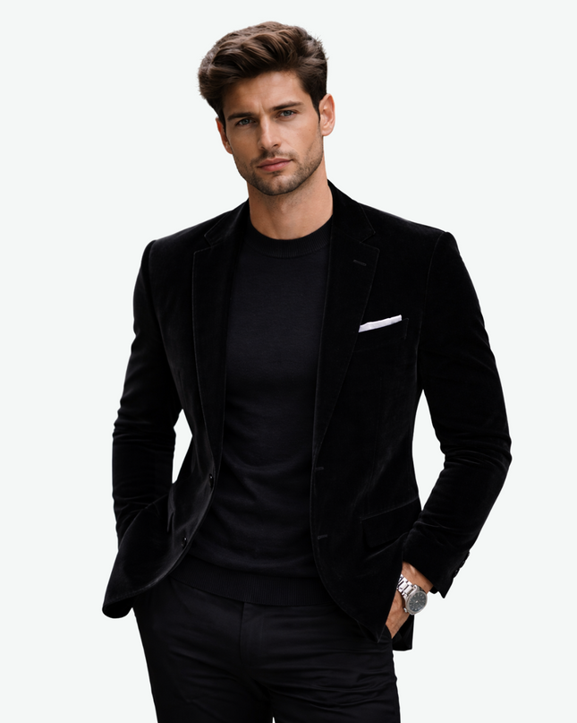 Men’s Velvet Notched Lapel Blazer