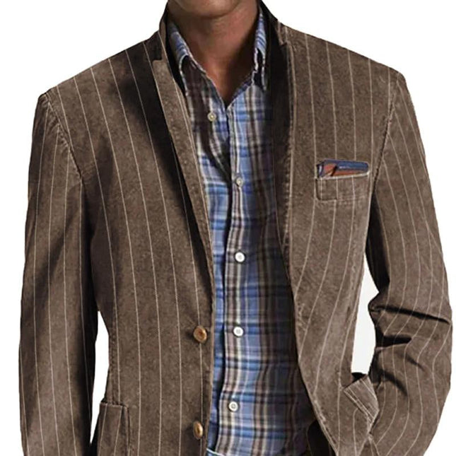 Men’s Vertical Stripe Notched Blazer