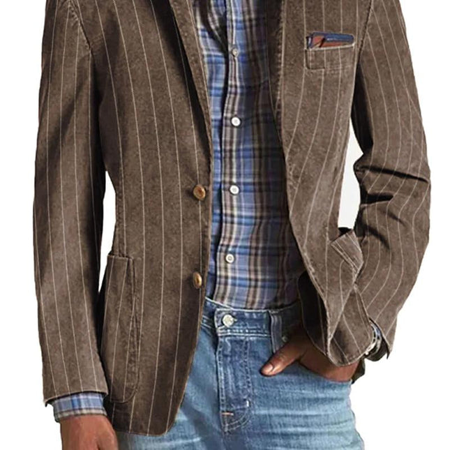 Men’s Vertical Stripe Notched Blazer