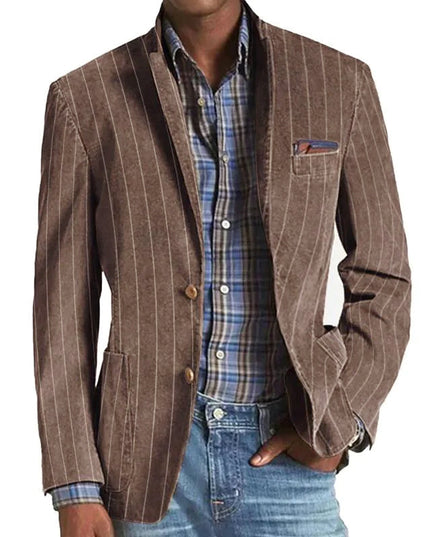 Men’s Vertical Stripe Notched Blazer