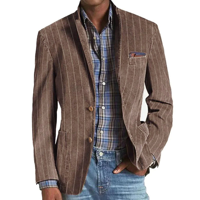 Men’s Vertical Stripe Notched Blazer