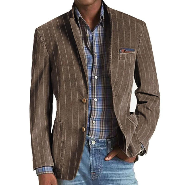 Men’s Vertical Stripe Notched Blazer