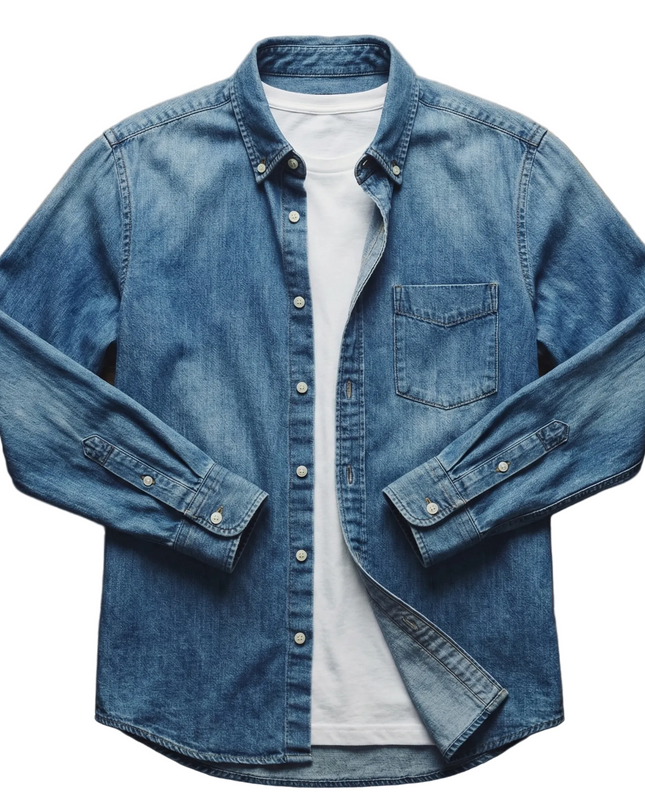 Men’s Washed Denim Button Shirt