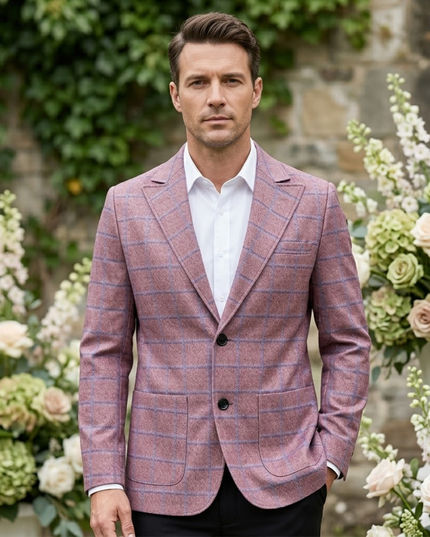 Men’s Wedding Blazer with Check Pattern