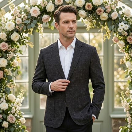 Men’s Wedding Blazer with Check Pattern