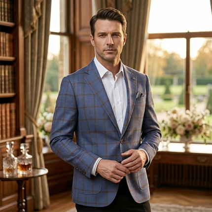 Men’s Wedding Blazer with Check Pattern