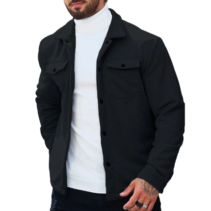 Men’s Long Sleeve Jacket with Button Closure and Chest Pockets
