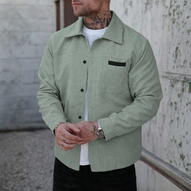 Men’s Long Sleeve Corduroy Jacket with Chest Pocket
