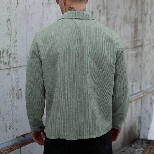 Men’s Long Sleeve Corduroy Jacket with Chest Pocket