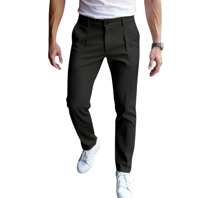 Men’s Pleated Pants in Solid Color