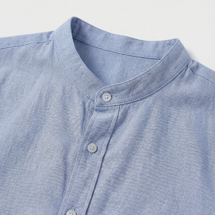 Men's Shirt Linen Relaxed Fit Mandarin Collar Lightweight Casual