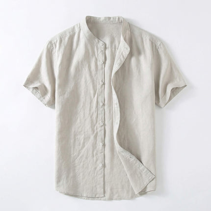Men’s Short Sleeve Band Collar Shirt