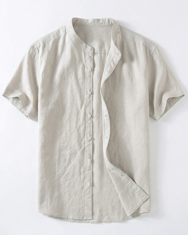 Men’s Short Sleeve Band Collar Shirt