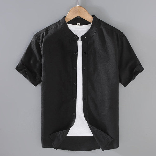 Men’s Short Sleeve Band Collar Shirt
