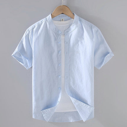 Men’s Short Sleeve Band Collar Shirt