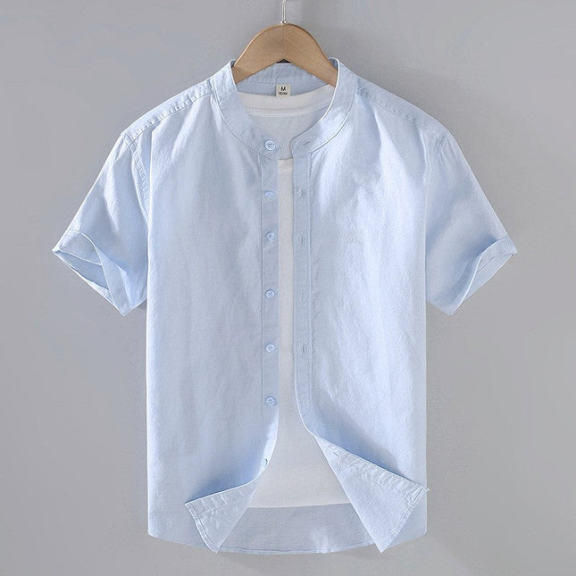 Men’s Short Sleeve Band Collar Shirt