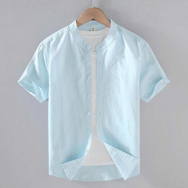Men’s Short Sleeve Band Collar Shirt