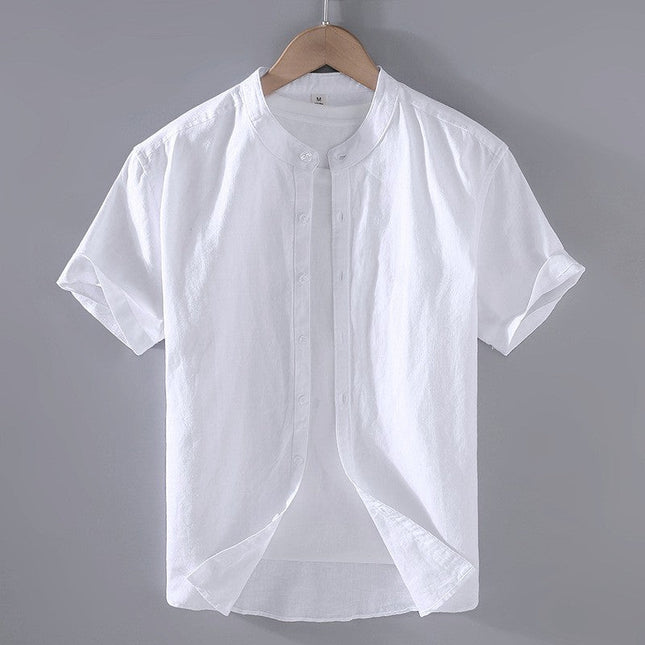 Men’s Short Sleeve Band Collar Shirt