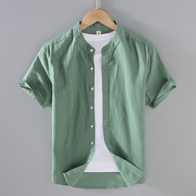 Men’s Short Sleeve Band Collar Shirt