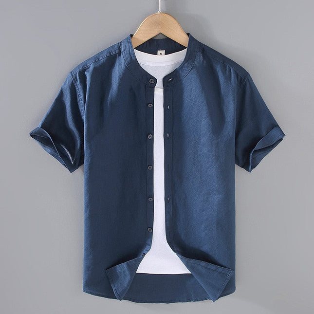 Men’s Short Sleeve Band Collar Shirt