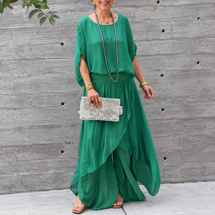 Mona | Two-Piece Maxi Set with Ruffle Skirt