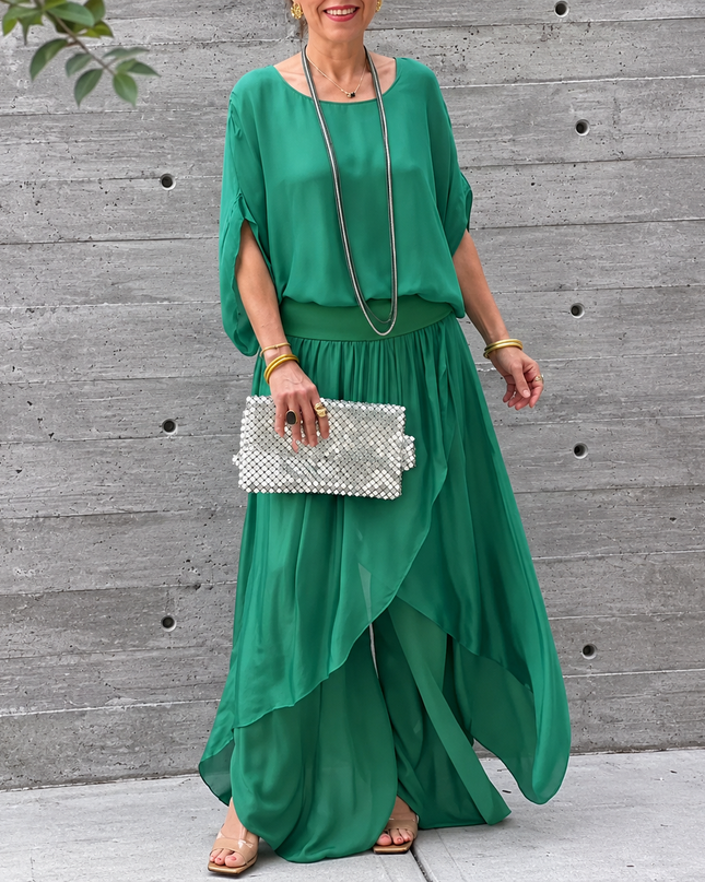 Mona | Two-Piece Maxi Set with Ruffle Skirt