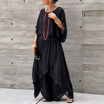 Mona | Two-Piece Maxi Set with Ruffle Skirt