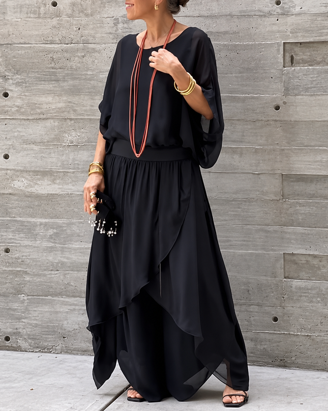 Mona | Two-Piece Maxi Set with Ruffle Skirt