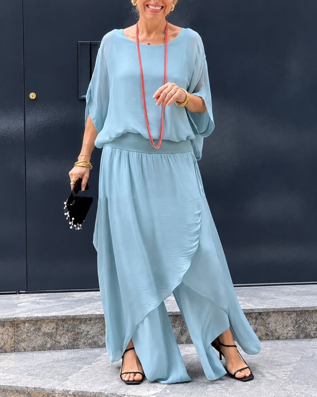 Mona | Two-Piece Maxi Set with Ruffle Skirt