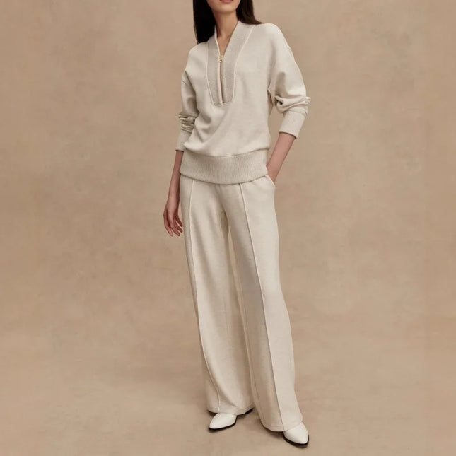 Natalie | Casual Knit Zip-Up Two-Piece Set