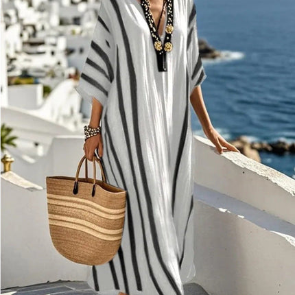 Nerisse | Relaxed Maxi Dress – Striped Kaftan Style