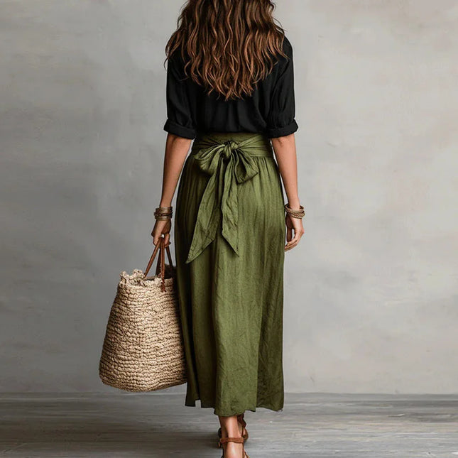 Octavie | Elegant Midi Skirt Set – Tie-Waist Blouse