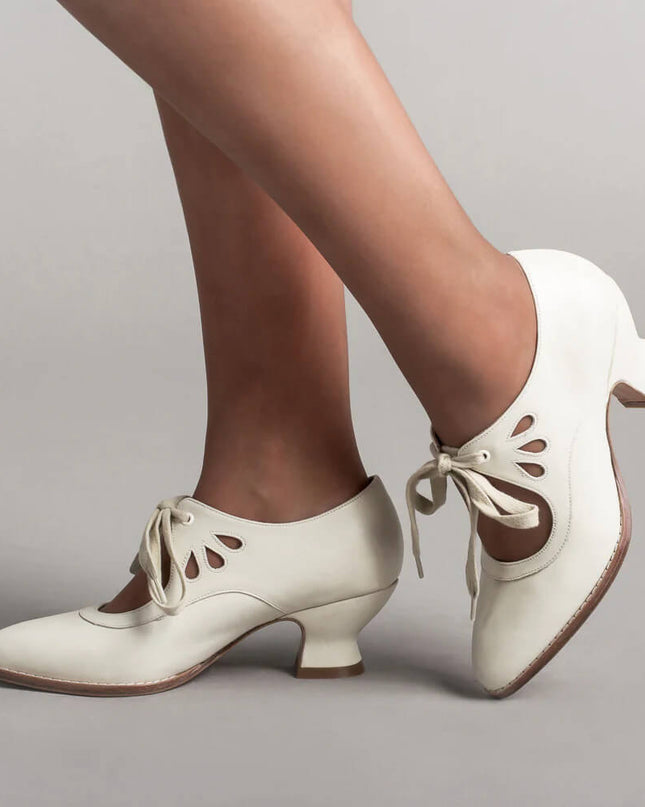 Odette | Vintage Kitten Heels – Lace-Up Mary Jane Style