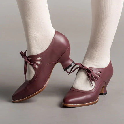 Odette | Vintage Kitten Heels – Lace-Up Mary Jane Style