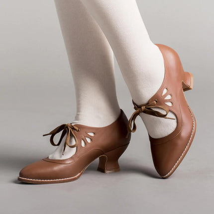 Odette | Vintage Kitten Heels – Lace-Up Mary Jane Style