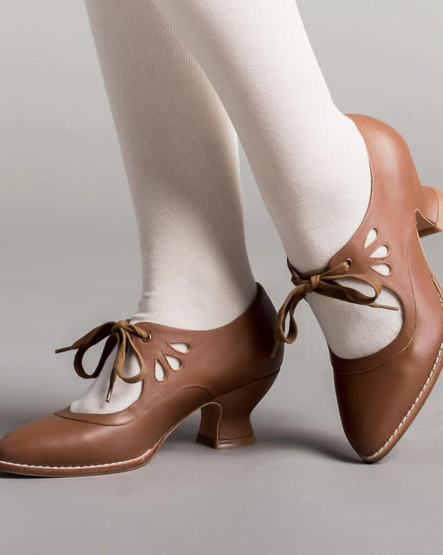 Odette | Vintage Kitten Heels – Lace-Up Mary Jane Style