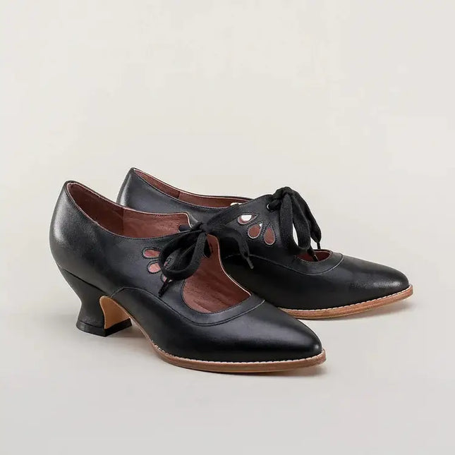 Odette | Vintage Kitten Heels – Lace-Up Mary Jane Style