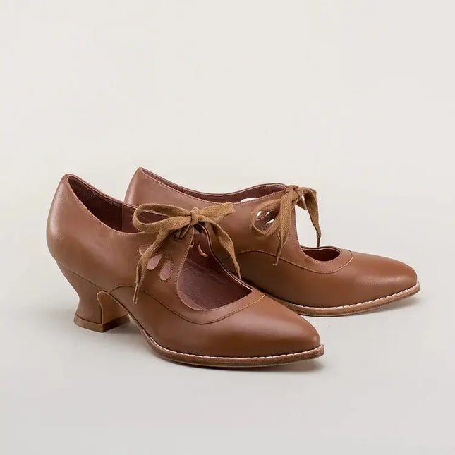 Odette | Vintage Kitten Heels – Lace-Up Mary Jane Style